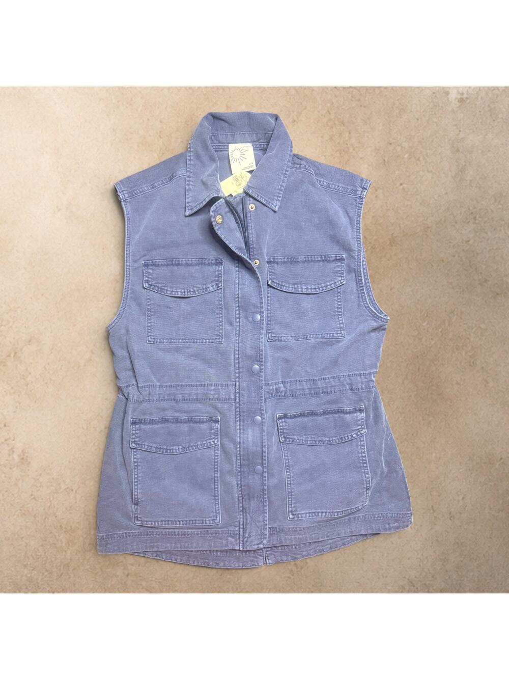 Offline by Aerie Utility Vest Women's Large Blue Cargo Safari Drawstring NWT